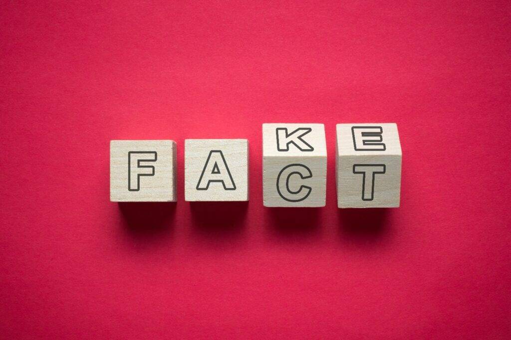 Blocks spelling out "Fake" and "Fact" as it relates to the ketamine and opioid connection